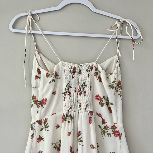 Reformation | Cream Ivory White Floral Strappy Tie Shoulder Othello Dress - Picture 6 of 7